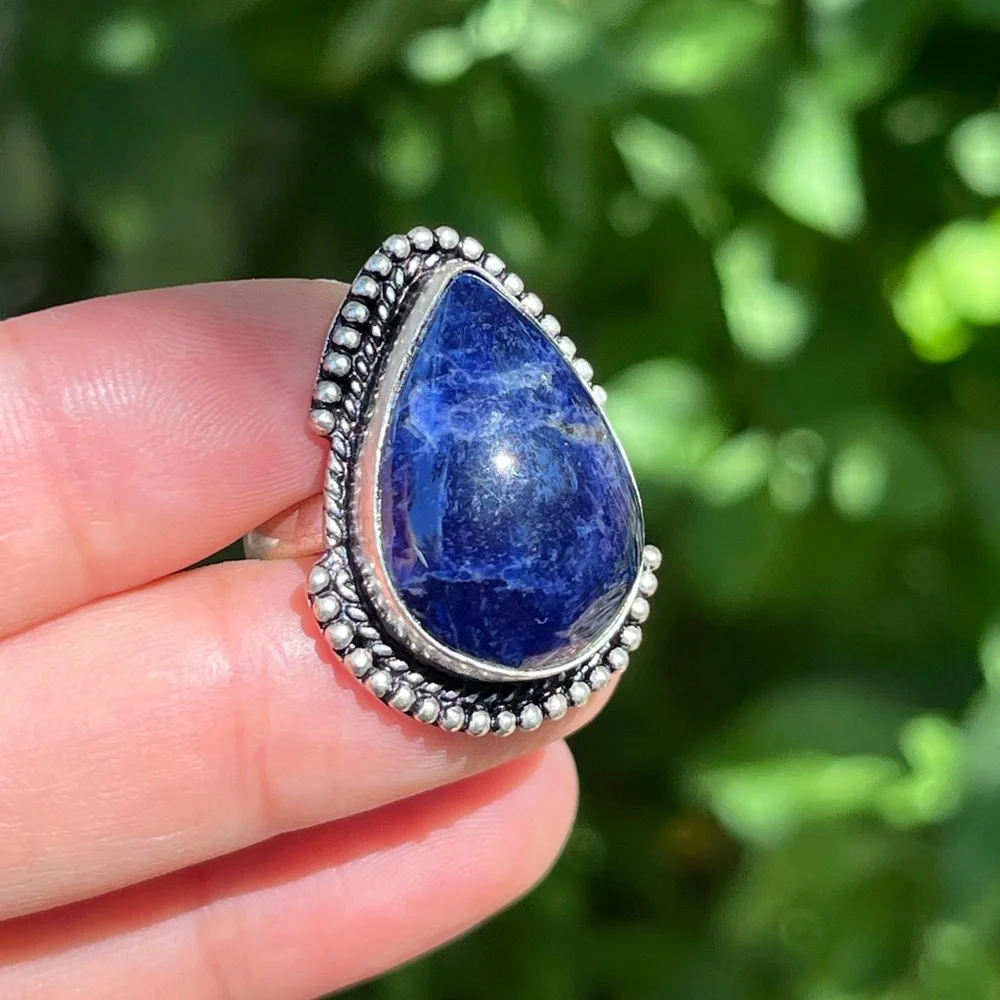 Size 6.25 925 silver plated‎ sodalite ring